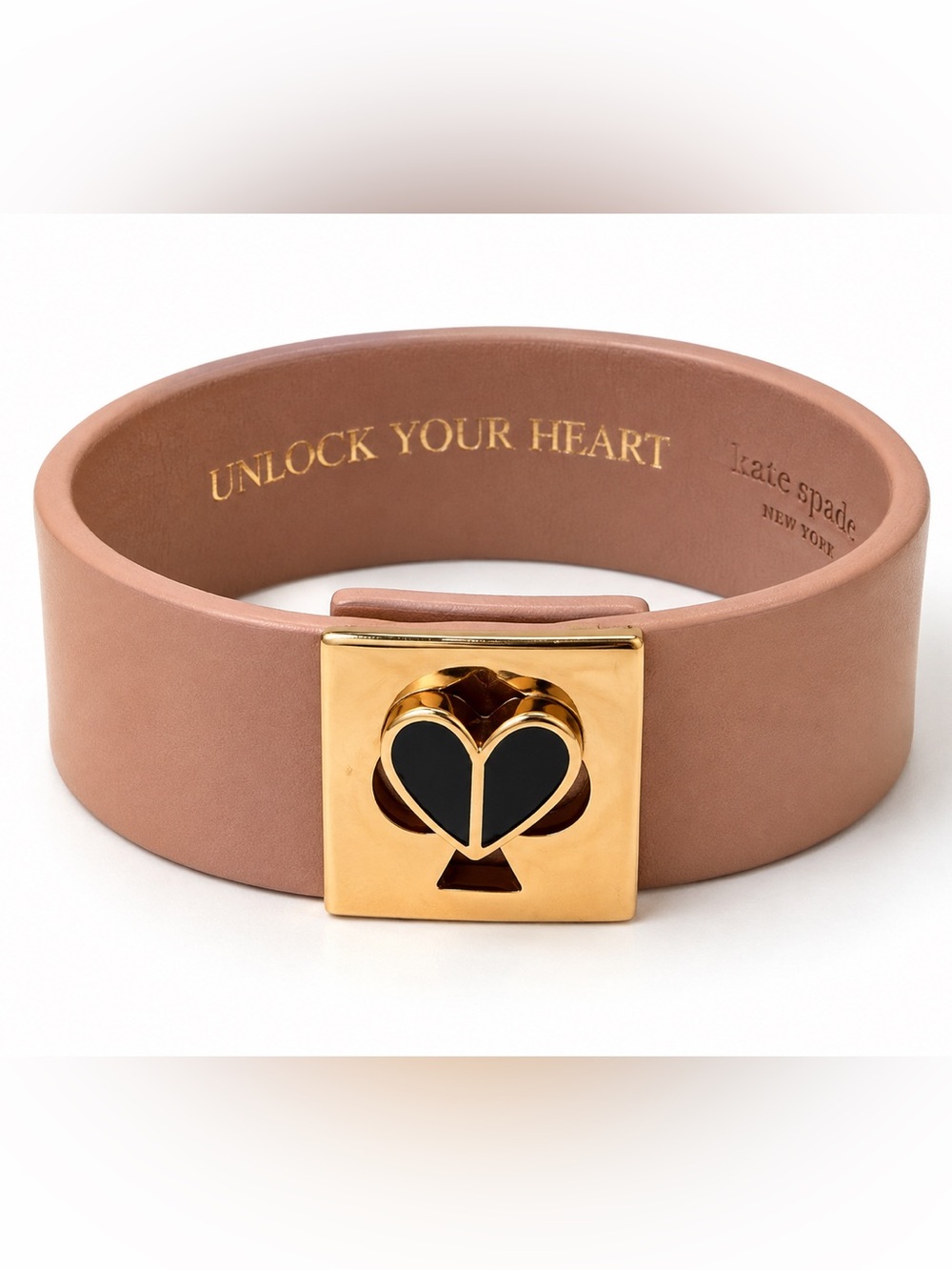 Kate Spade “ unloads your heart “ leather turn lock bracelet